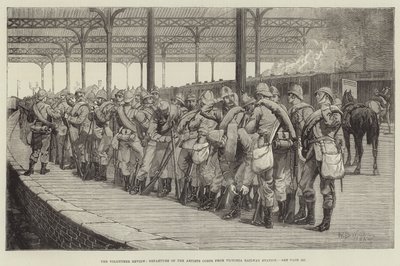The Volunteer Review, Departure of the Artists Corps from Victoria Railway Station by William Barnes Wollen